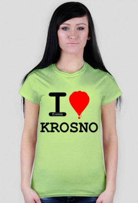 Koszulka I love Krosno - balon, jasna, damska