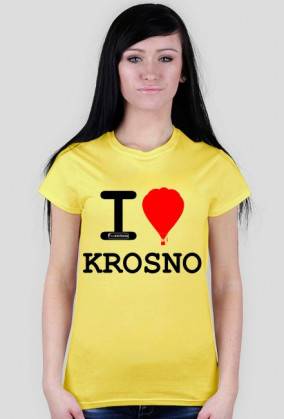 Koszulka I love Krosno - balon, jasna, damska