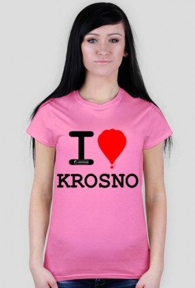 Koszulka I love Krosno - balon, jasna, damska