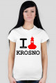 Koszulka I love Krosno - wieża, jasna, damska