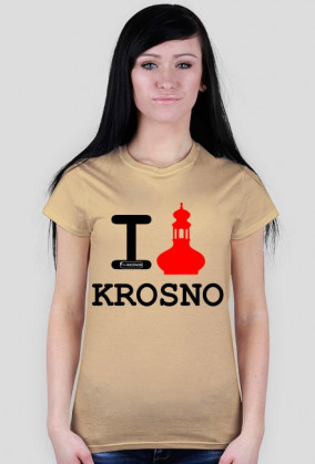 Koszulka I love Krosno - wieża, jasna, damska