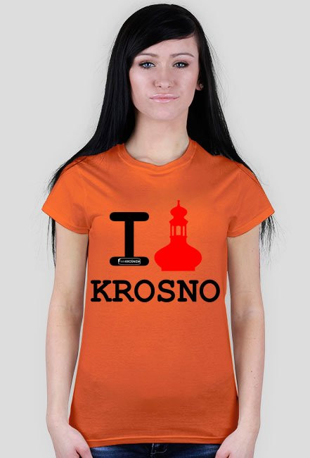 Koszulka I love Krosno - wieża, jasna, damska