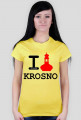 Koszulka I love Krosno - wieża, jasna, damska