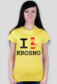 Koszulka I love Krosno - lampa, jasna, damska