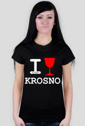 Koszulka I love Krosno - kieliszek, ciemna, damska