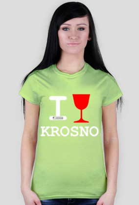Koszulka I love Krosno - kieliszek, ciemna, damska