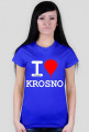 Koszulka I love Krosno - balon, ciemna, damska