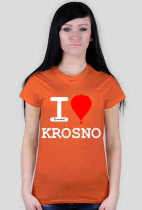 Koszulka I love Krosno - balon, ciemna, damska
