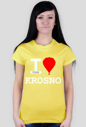 Koszulka I love Krosno - balon, ciemna, damska