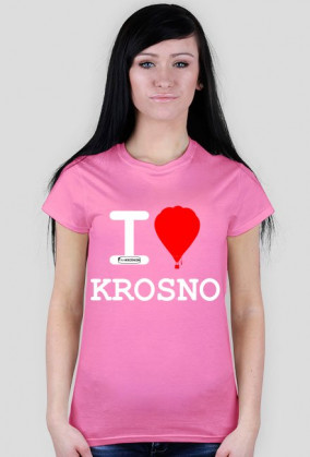 Koszulka I love Krosno - balon, ciemna, damska