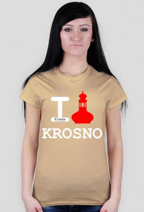 Koszulka I love Krosno - wieża, ciemna, damska