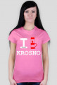 Koszulka I love Krosno - lampa, ciemna, damska