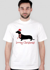 Męska świąteczna koszulka - biała - Jamnik