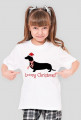 Dziewczęca świąteczna koszulka - Jamnik
