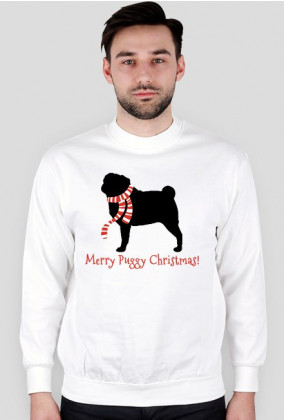 Męska świąteczna bluza - biała - Mops