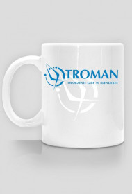 Kubek troman logo white-blue