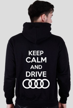 Bluza z kapturem "KEEP CALM AND DRIVE AUDI" wszystkie kolory (TYL)