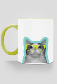 Kubek z kotem "Nie przeszkadzać, czytam" - zielona rączka