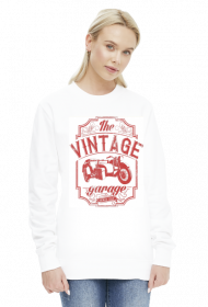Bluza damska, nadruk: motocykl z wózkiem bocznym, napis Vintage garage