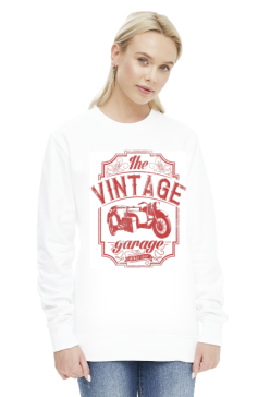 Bluza damska, nadruk: motocykl z wózkiem bocznym, napis Vintage garage