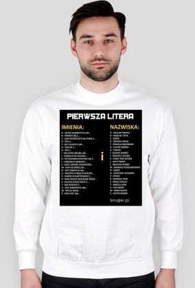 bluza bez kaptura biała pierwsza litera