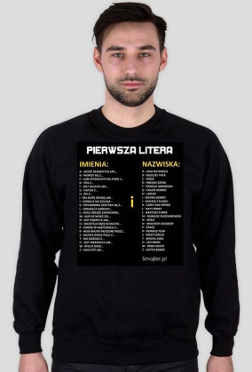 bluza bez kaptura biała pierwsza litera