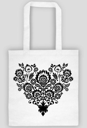 Torba biała FOLKowe serce - Isabellarte