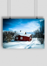 Small rural house in winter scenery