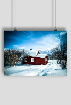 Small rural house in winter scenery