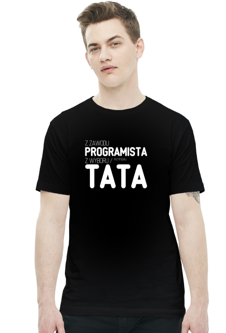 Koszulka - z zawodu programista, z wyboru / przypadku tata - dziwneumniedziala.com - koszulki dla informatyków