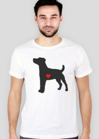 Męska koszulka SLIM - Russell Terrier - ciemny