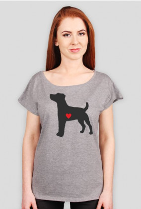 Damska koszulka (wycięcie) - Russell Terrier - ciemny