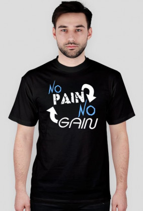 Koszula na siłownie Męska "No Pain No Gain" 3 Kolory do wyboru, Nadruk Biały.