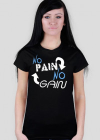 Koszulka na siłownie Damska "No Pain No Gain" 2 Kolory do wyboru, Nadruk Biały.
