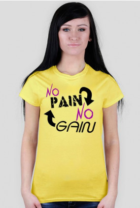 Koszulka na siłownie Damska "No Pain No Gain" 4 Kolory do wyboru, Nadruk Czarny.