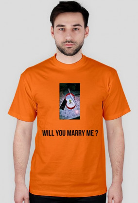 MĘSKI T-SHIRT BLUZKA Z NADRUKIEM I NAPISEM "WILL YOU MARRY ME?"