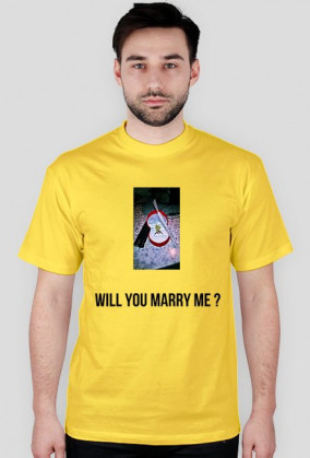 MĘSKI T-SHIRT BLUZKA Z NADRUKIEM I NAPISEM "WILL YOU MARRY ME?"