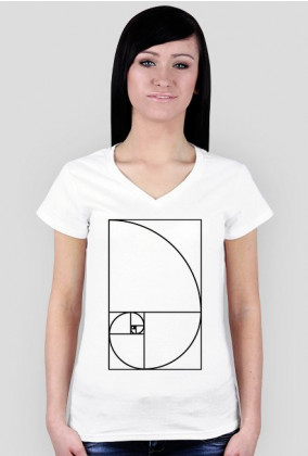 Fibonacci T-shirt damski biały ciąg Fibonacciego Petrichor