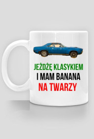 Kubek - Jeżdżę klasykiem i mam banana na twarzy - Plymouth