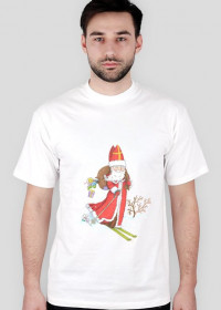 Biała koszulka męska z Mikołajem
