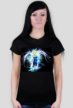 Czarny Damski T-Shirt "Super sayanin Vegeta"
