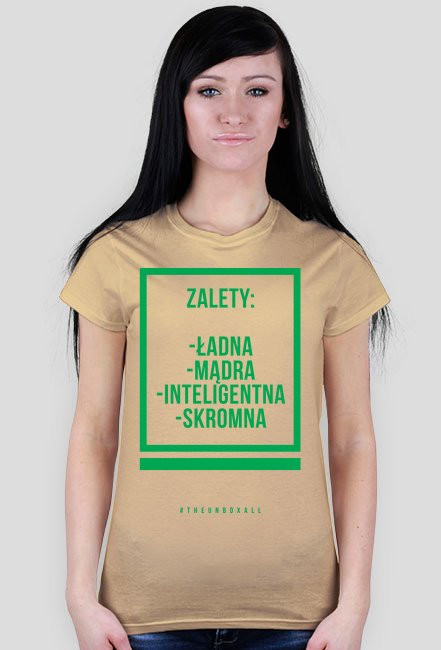 Koszulka ZALETY DAMSKA (zielony nadruk)