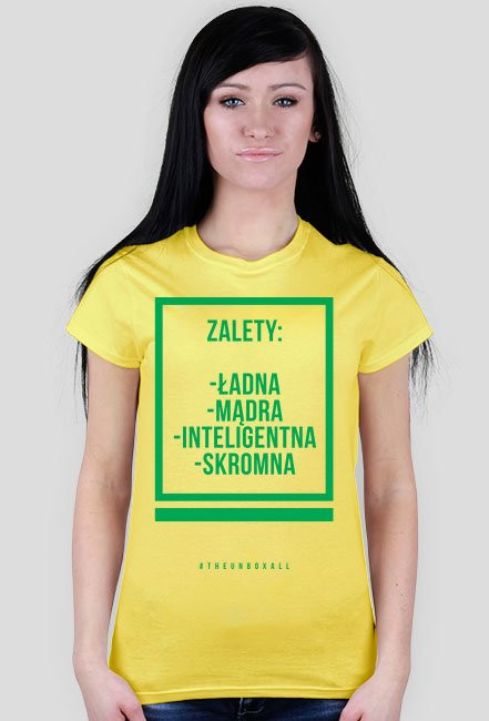 Koszulka ZALETY DAMSKA (zielony nadruk)