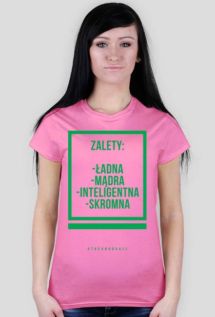 Koszulka ZALETY DAMSKA (zielony nadruk)