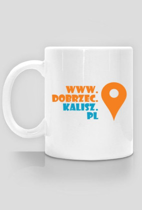 Biały kubek, nadruk z dwóch stron  www.dobrzec.kalisz.pl