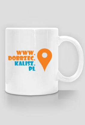 Biały kubek, nadruk z dwóch stron  www.dobrzec.kalisz.pl