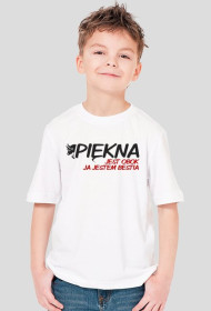 Koszulka z napisem "Piękna jest obok ja jestem bestia". Rozmiary Dziecięce.