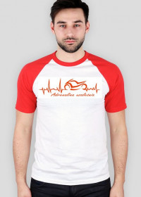 Koszulka męska "Adrenalina Uzależnia" biało-czerwona
