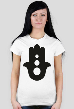 Ręka Fatimy Black. Prosty T-Shirt damski