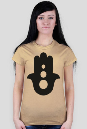 Ręka Fatimy Black. Prosty T-Shirt damski